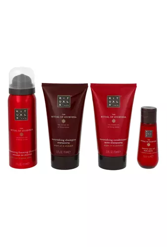 Zestaw Rituals The Ritual of Ayurveda Shampoo 70ml + Conditioner 70ml + Foaming Shower Gel 50ml + Dry Body and Hair Oil 30 ml + Pouch 2