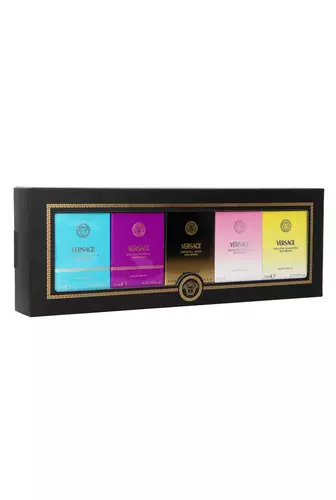 Set Versace Miniatures Collection: Dylan Turquoise Edt 5ml + Dylan Purple Pour Femme Edp 5ml + Crystal Noir Edt 5ml + Bright Crystal Edt 5ml + Yellow Diamond Edt 5ml 3