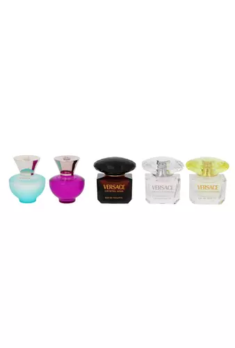 Set Versace Miniatures Collection: Dylan Turquoise Edt 5ml + Dylan Purple Pour Femme Edp 5ml + Crystal Noir Edt 5ml + Bright Crystal Edt 5ml + Yellow Diamond Edt 5ml 2