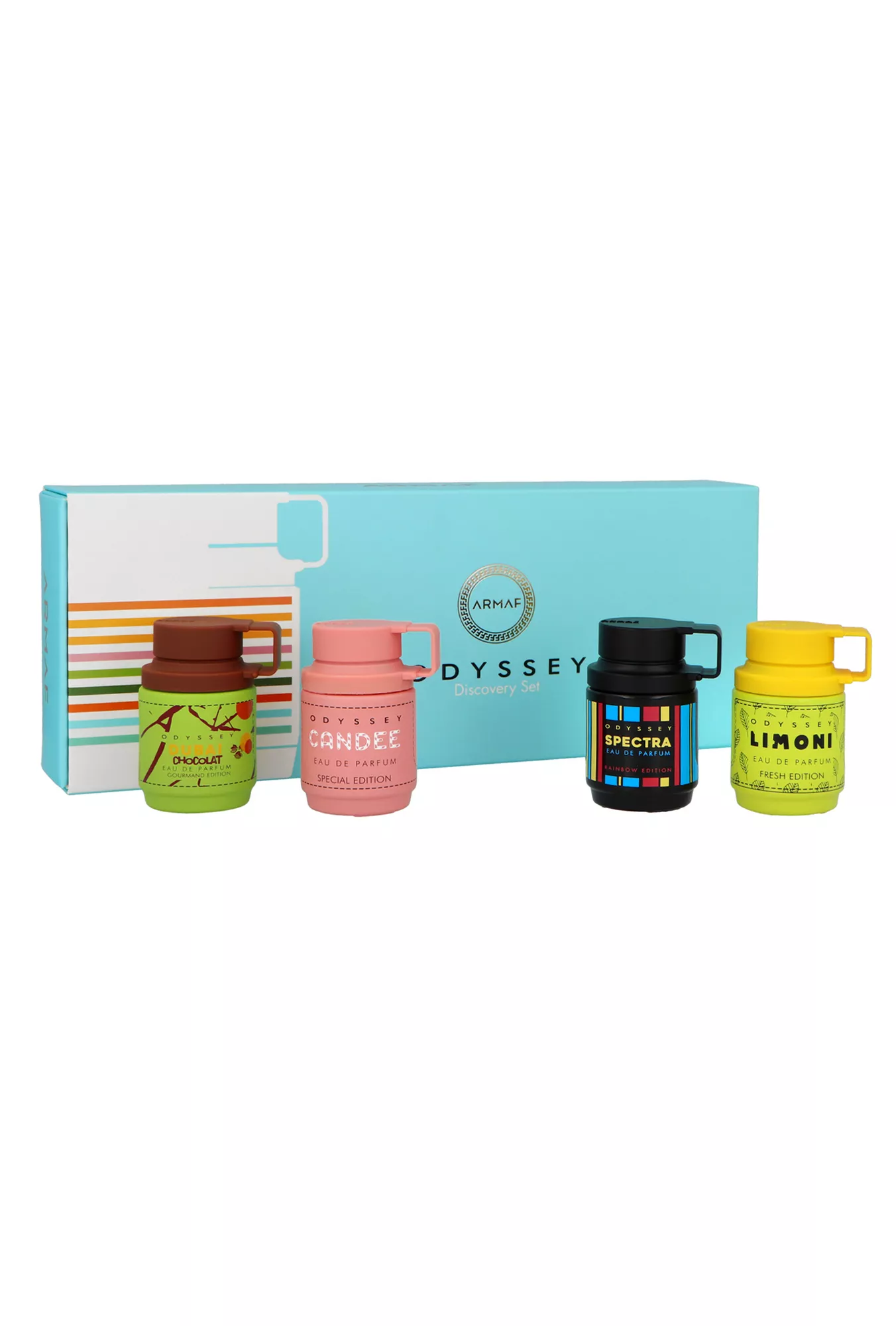 Set Armaf Odyssey Miniatures Collection Edp 12ml x 4: Dubai Chocolat, Candee, Spectra Rainbow, Limoni Fresh by Armaf