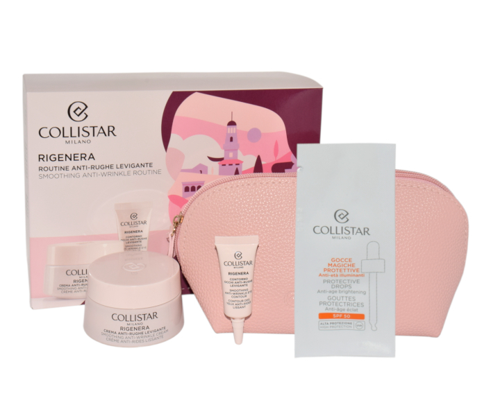 Zestaw Collistar Anti Wrinkle Smoothing Cream 50ml + Anti Wrinkle Smoothing Eye Contour 5ml + Protective Magic Drops Sachet + Cosmetics Bag 1