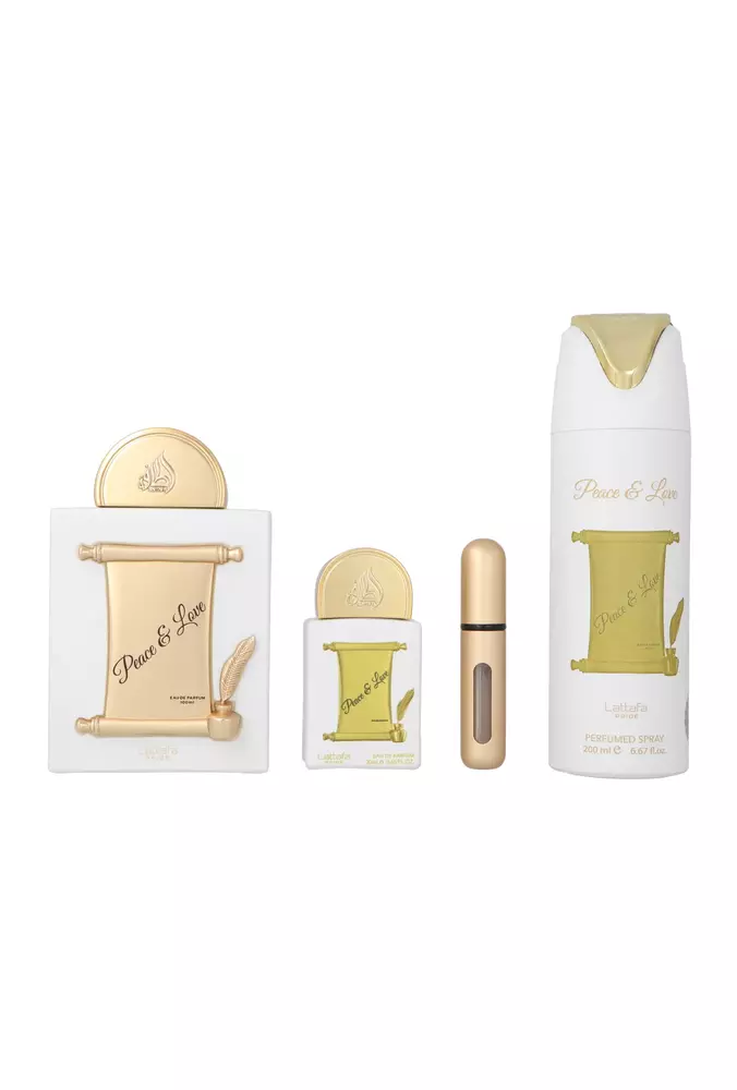 Zestaw Lattafa Peace & Love Edp 100ml + Edp 20ml + Deodorant 200ml 1