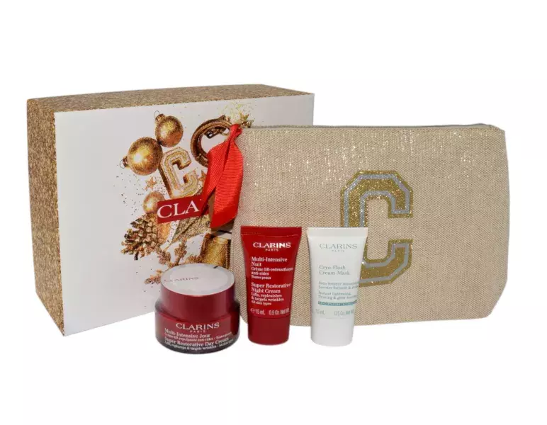Zestaw Clarins Multi-Intensive Day Cream 50ml + Super Restorative Night Cream 15ml + Cryo Flash Cream Mask 15ml + Pouch 1
