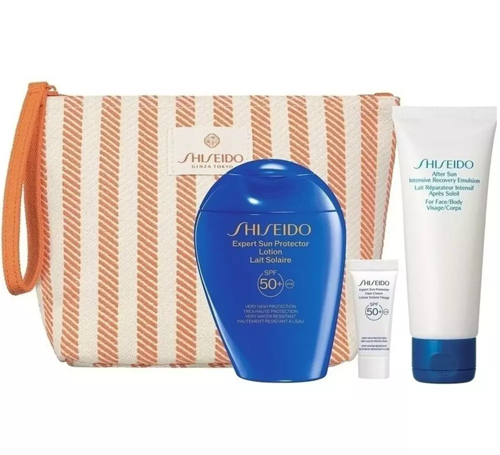Zestaw Shiseido Expert Sun Protector Lotion SPF50+ 150ml + Expert Sun Cream 5ml + After Sun Intensive Recovery Emulsion 75ml + Pouch 1