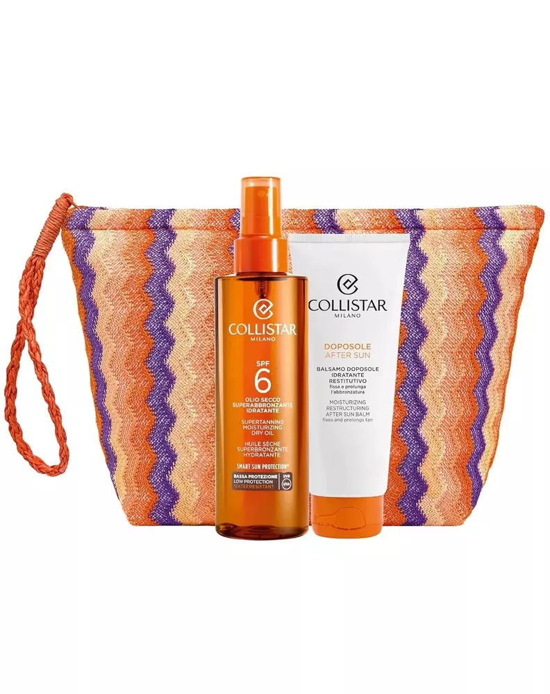 Set Collistar Super-Tanning Dry Oil Spf6 200ml + After-Sun Balm 100ml + Pouch 1