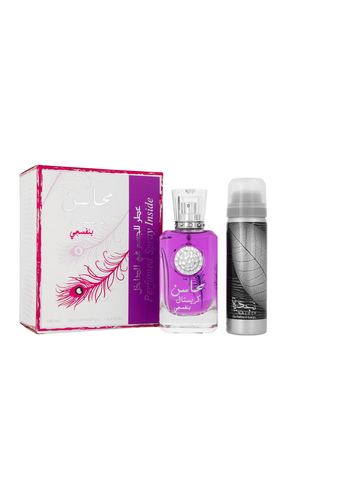 Set Lattafa Mahasin Crystal Violet Edp 100ml + Deodorant 50ml 1