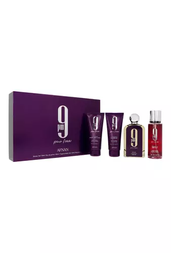 Set Afnan 9pm Pour Femme Edp 100ml + Shower Gel 100ml + Body Mist 150ml + Body Lotion 100ml by Afnan