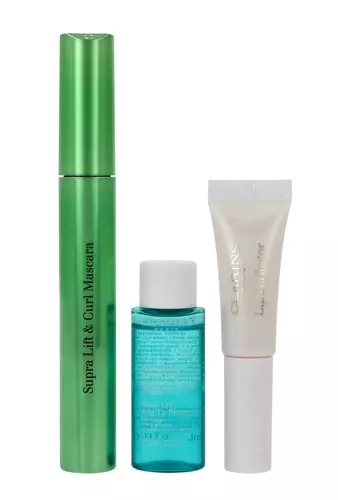 Zestaw Clarins Mascara Supra lift & Curl 8ml + Instant Eye Makeup Remover 10ml + Natural Lip Perfector N. 20 5ml 1